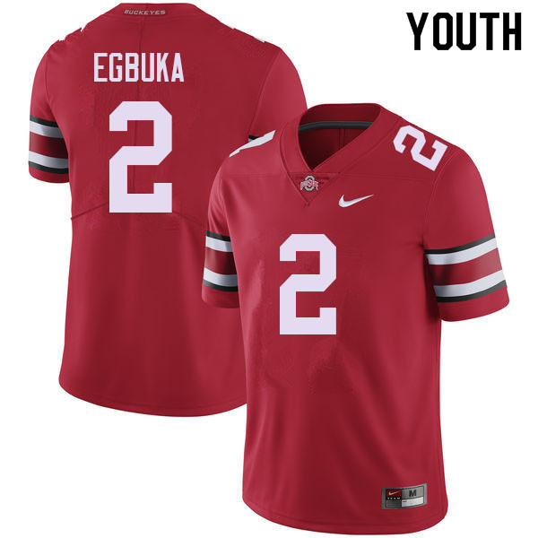 Ohio State Buckeyes Emeka Egbuka Youth #2 Red Authentic Stitched College Football Jersey